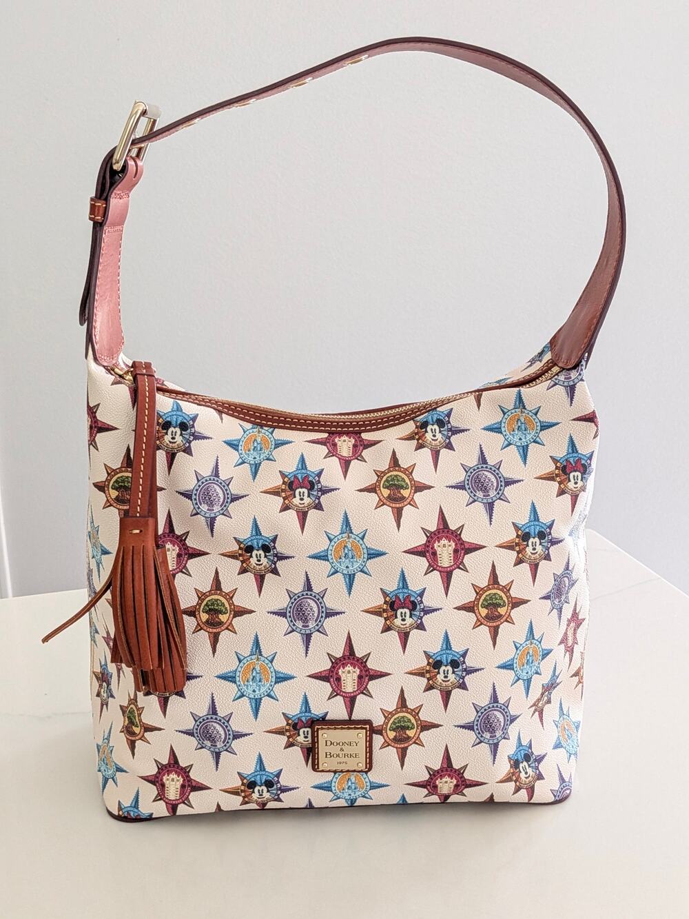 Disney Dooney & Bourke Parks Passport Compass Icon Leather Hobo Shoulder Bag